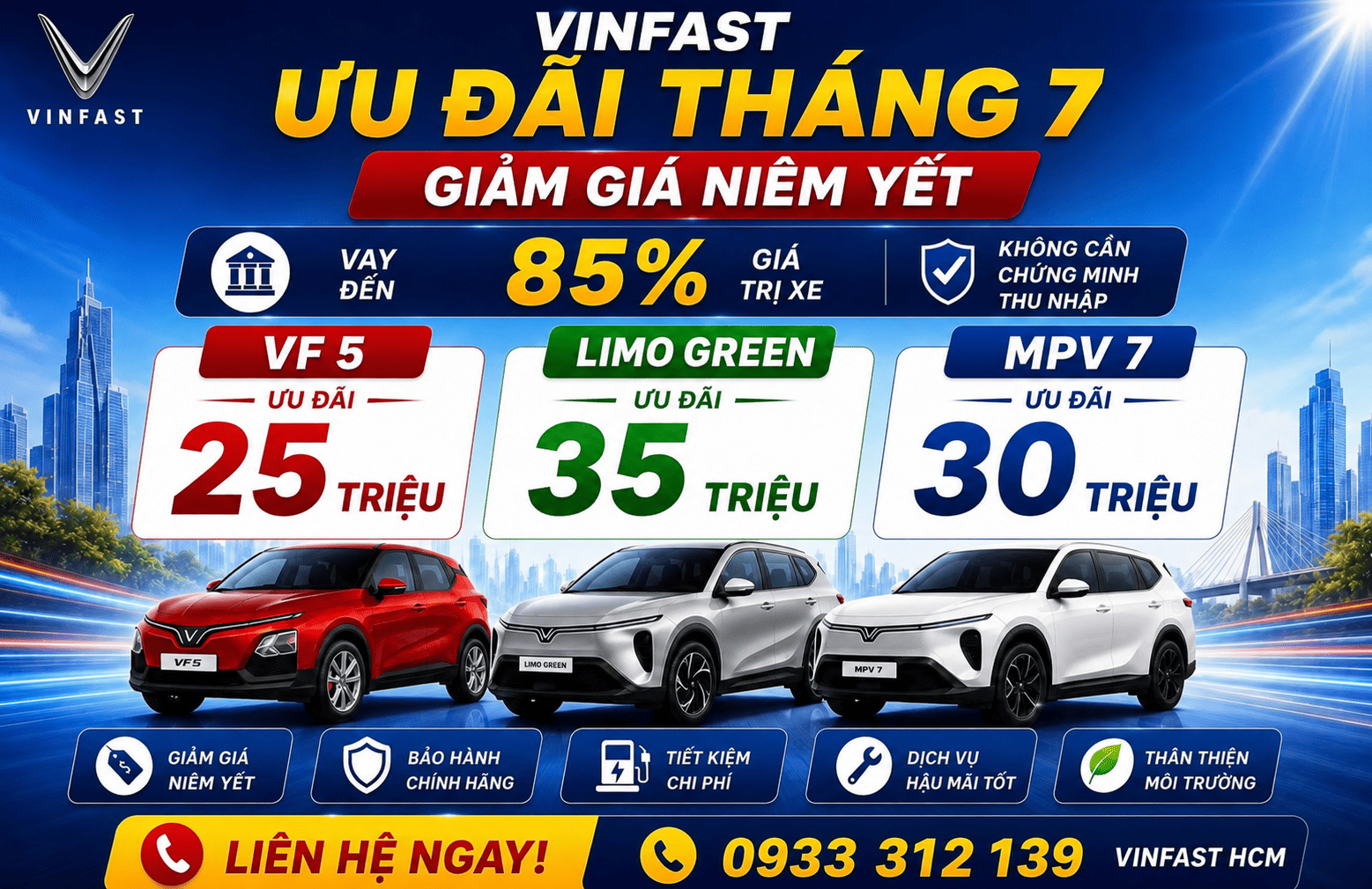 bảng giá xe vinfast và chương trình khuyến mãi tháng 7 2026
